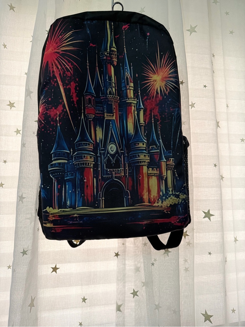Black Castle Fireworks Print Backpack - Women Bags Backpacks